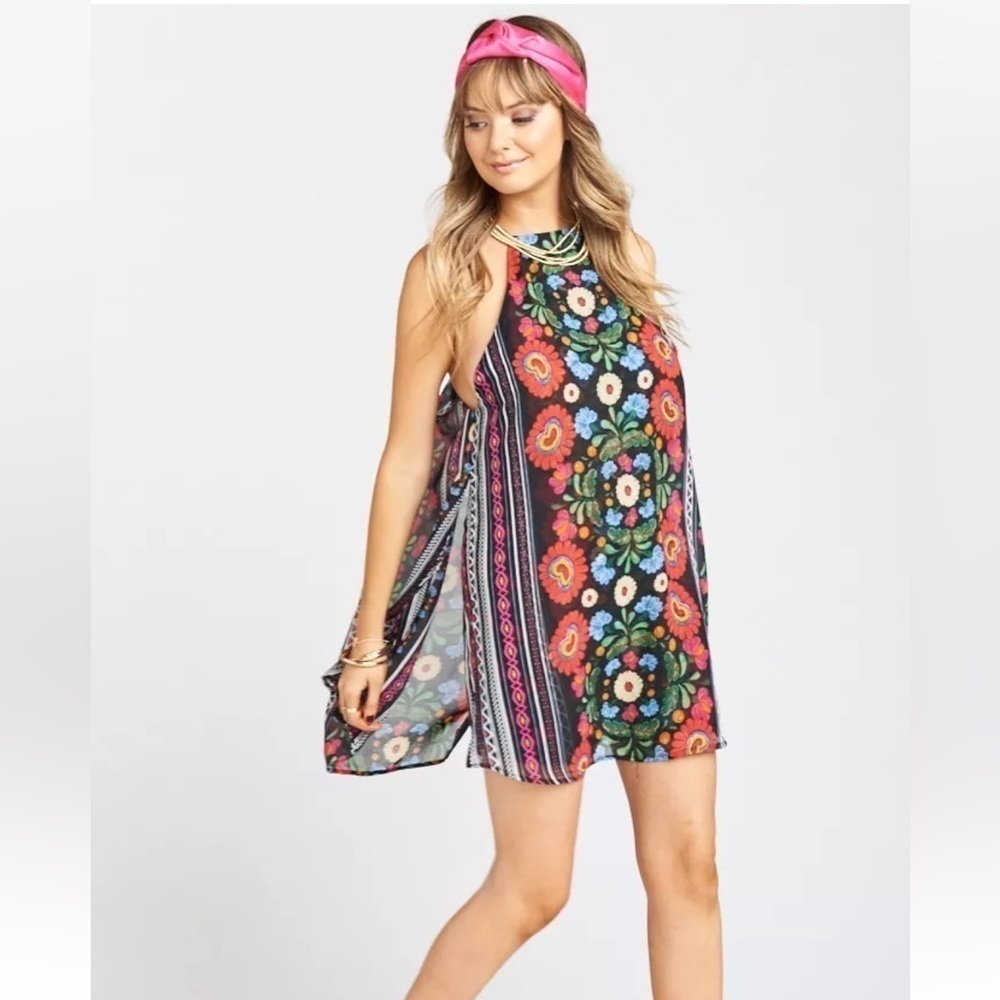 Show Me Your Mumu Byron Mexicali Multi Print Mini Chiffon Dress Size Medium - Picture 3 of 12